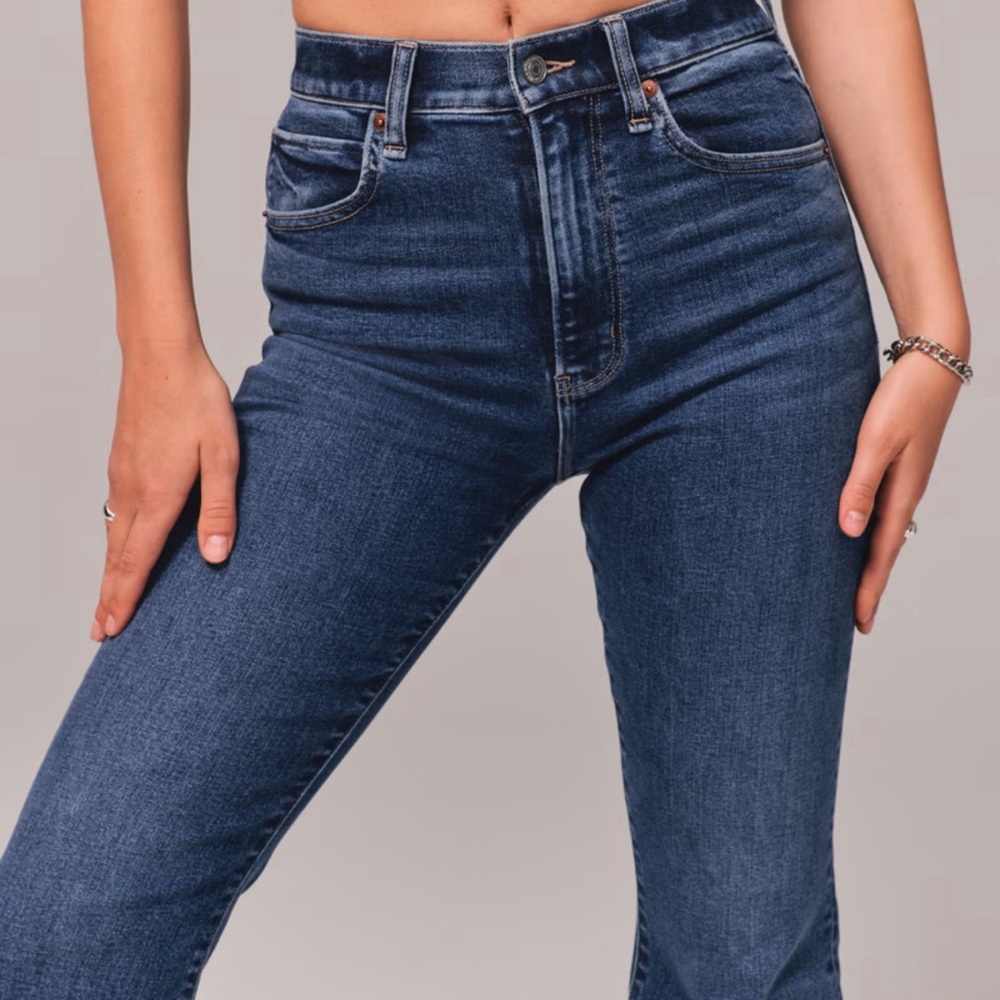 Abercrombie & Fitch Dark Blue High-Rise Wide Leg Jeans